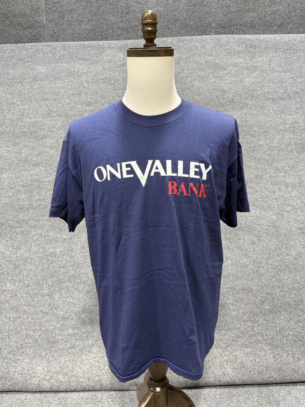 OneValley Bank Shirt Mens Large Blue Logo Graphic T-Shirt Tee Business Promo